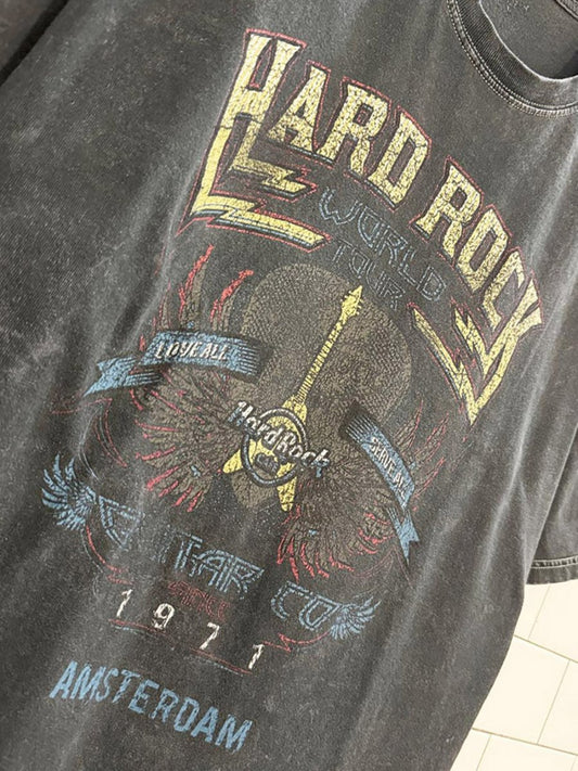 hard rock cafe acid wash faded graphic tee - good market thrift store