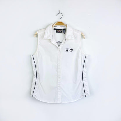 harley davidson sleeveless button down shirt