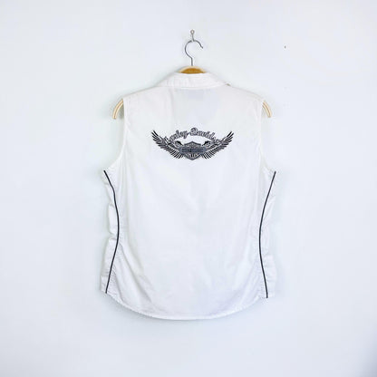 harley davidson sleeveless button down shirt