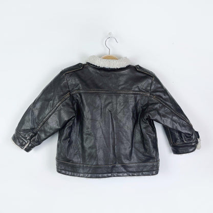 harley davidson faux leather sherpa lined jacket - size 3