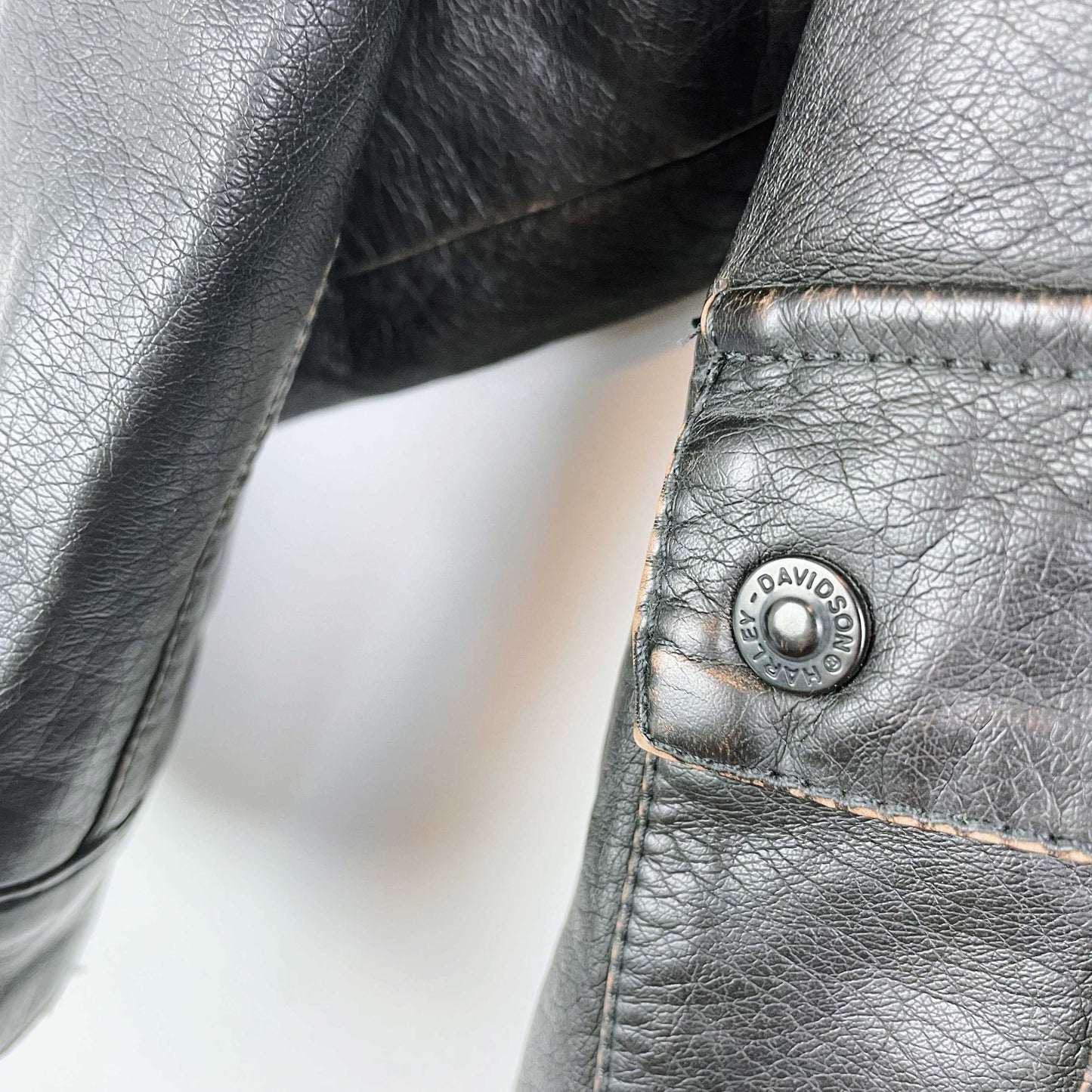 harley davidson faux leather sherpa lined jacket - size 3