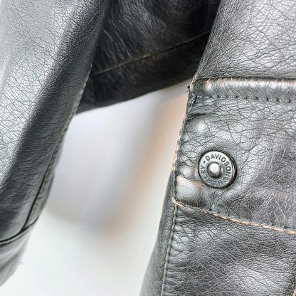 harley davidson faux leather sherpa lined jacket - size 3