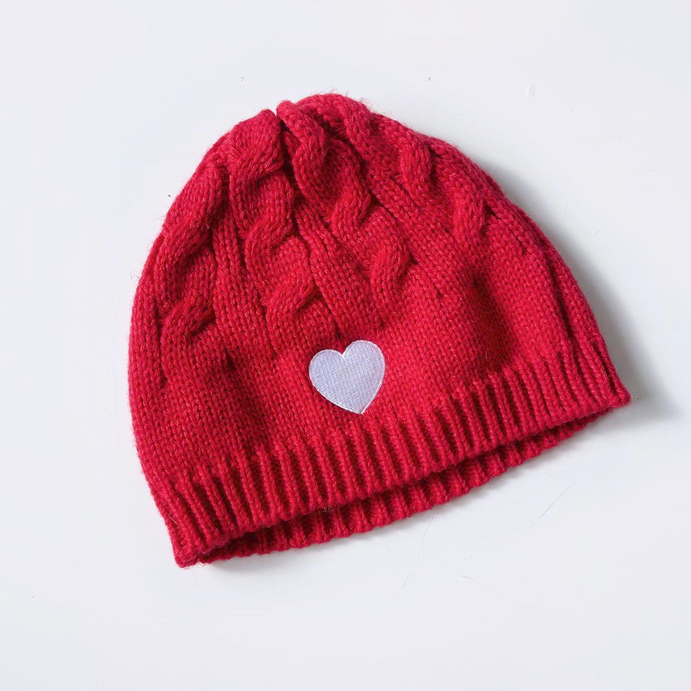 cable knit embroidered heart toque