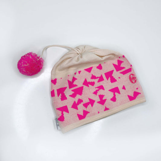 vintage conte of florence pink pom ski toque - one size