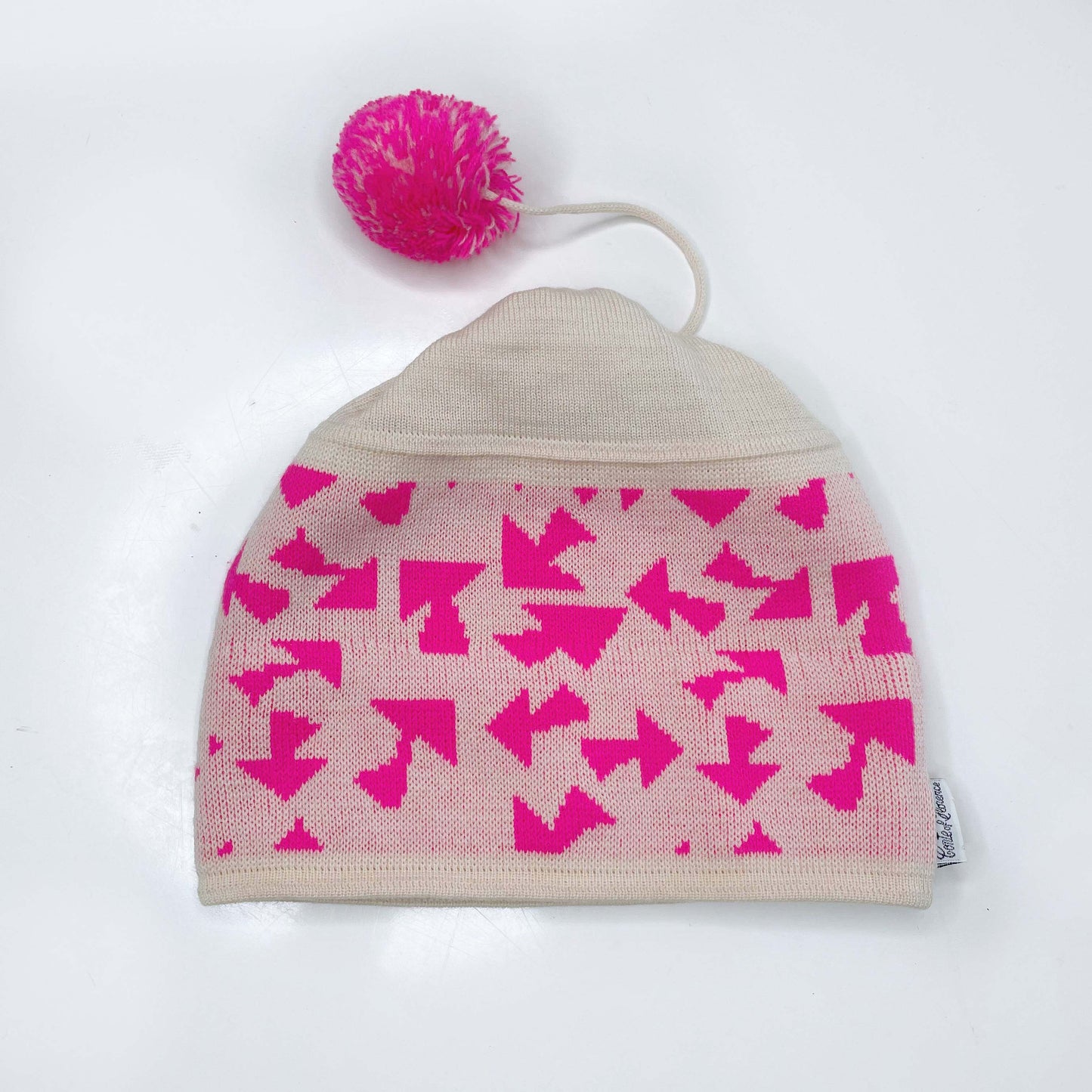vintage conte of florence pink pom ski toque - one size