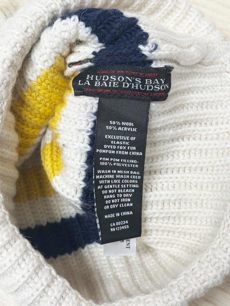 hbc stripes wool - blend pom knit hat - good market thrift store