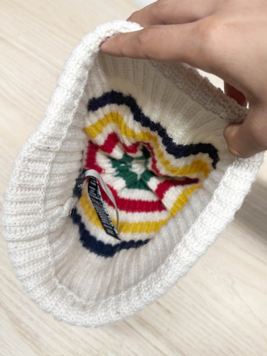 hbc stripes wool - blend pom knit hat - good market thrift store