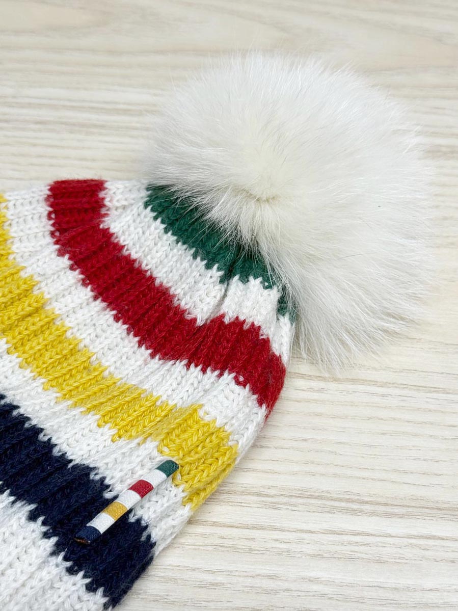 hbc stripes wool - blend pom knit hat - good market thrift store