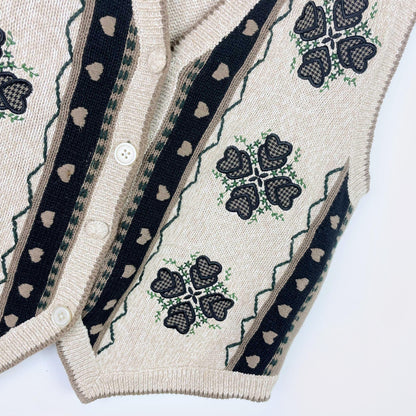 vintage 90s christopher & banks hand-knit hearts vest