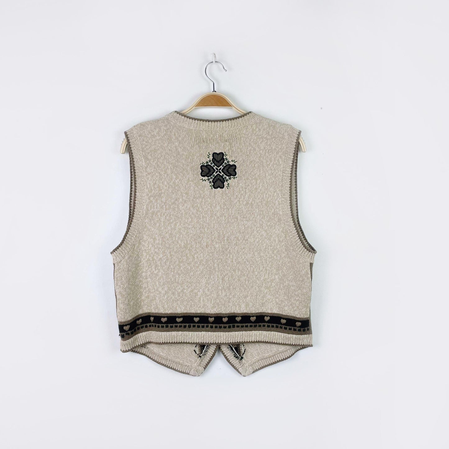 vintage 90s christopher & banks hand-knit hearts vest