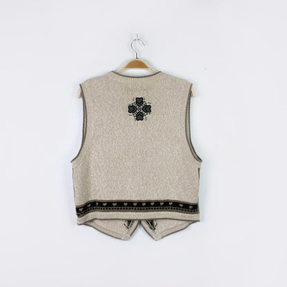 vintage 90s christopher & banks hand-knit hearts vest