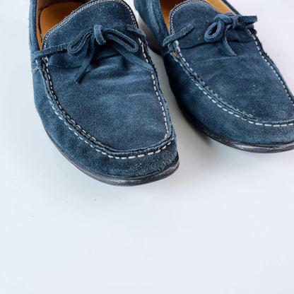 hermes blue suede leather driving loafers
