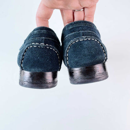 hermes blue suede leather driving loafers