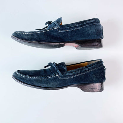 hermes blue suede leather driving loafers