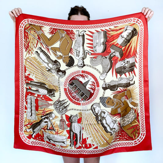 vintage hermès 100% silk hand-rolled scarf