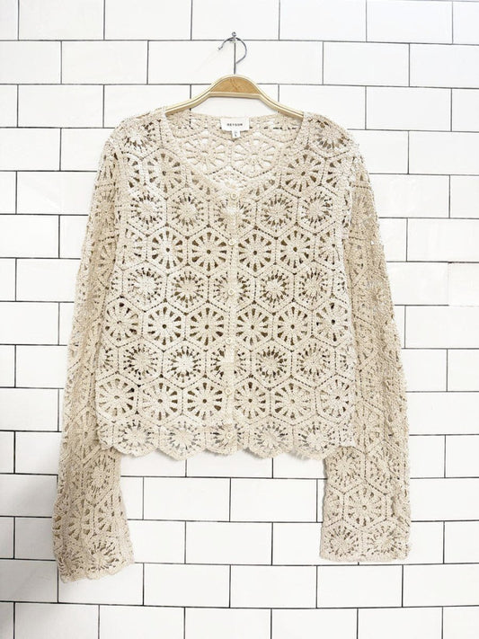 heyson crochet knit full button cardigan - good market thrift store