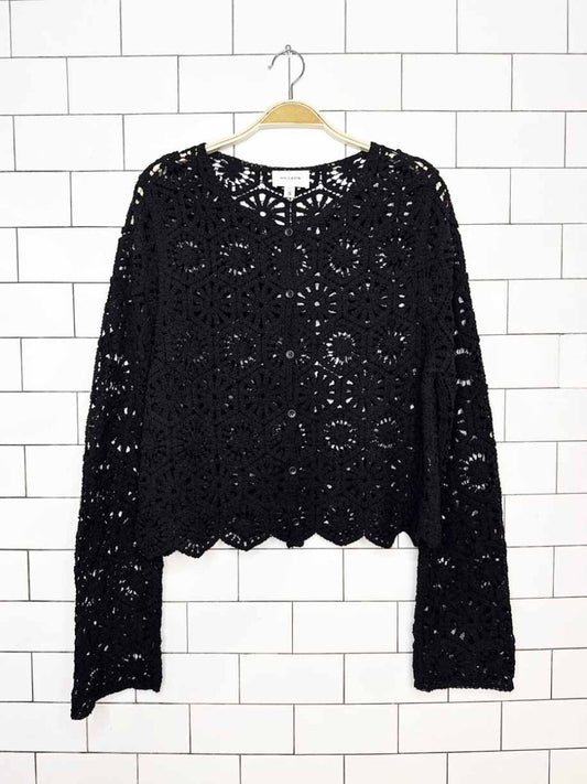 heyson crochet knit full button cardigan - good market thrift store