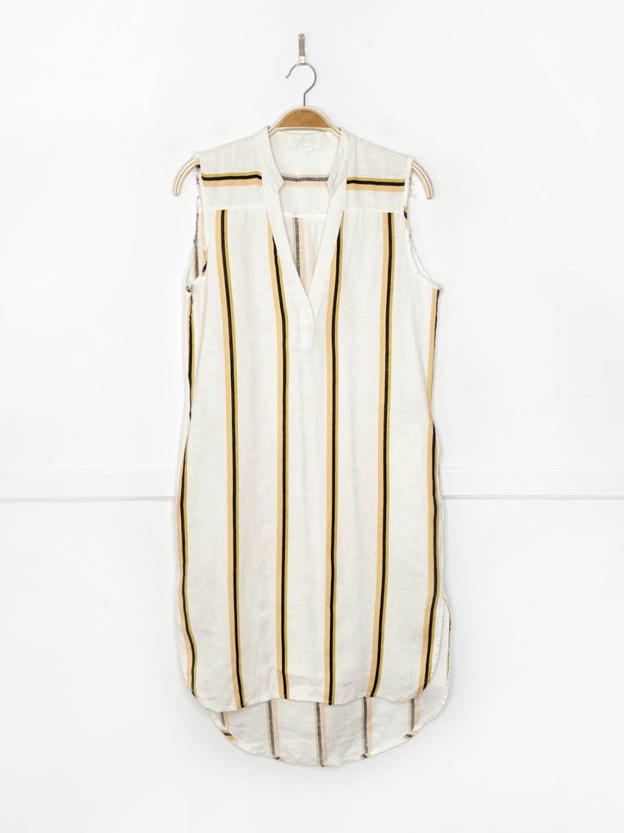 h&m 100% linen beach stripe sleeveless shirt midi dress - good market thrift store