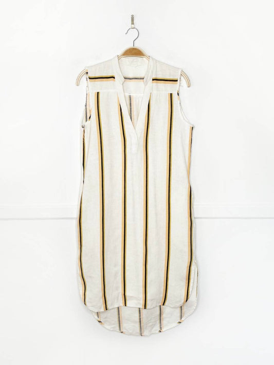 h&m 100% linen beach stripe sleeveless shirt midi dress - good market thrift store