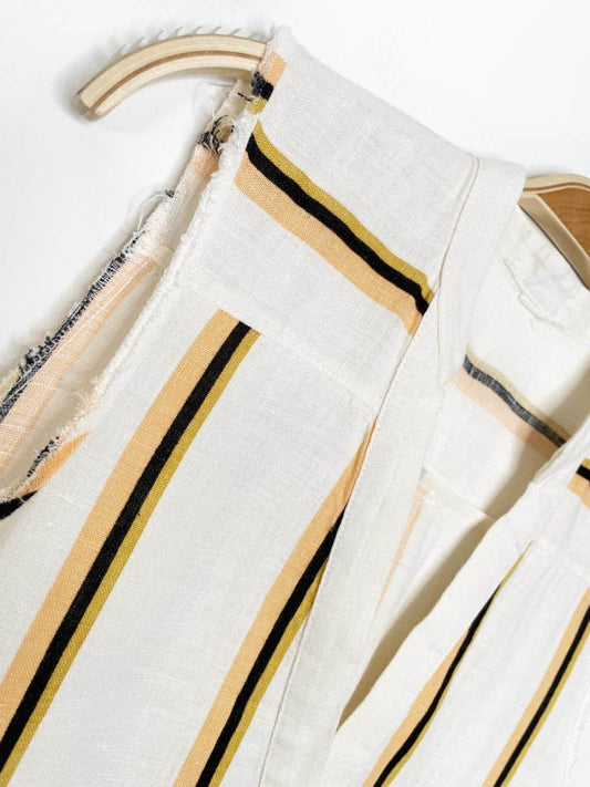 h&m 100% linen beach stripe sleeveless shirt midi dress - good market thrift store