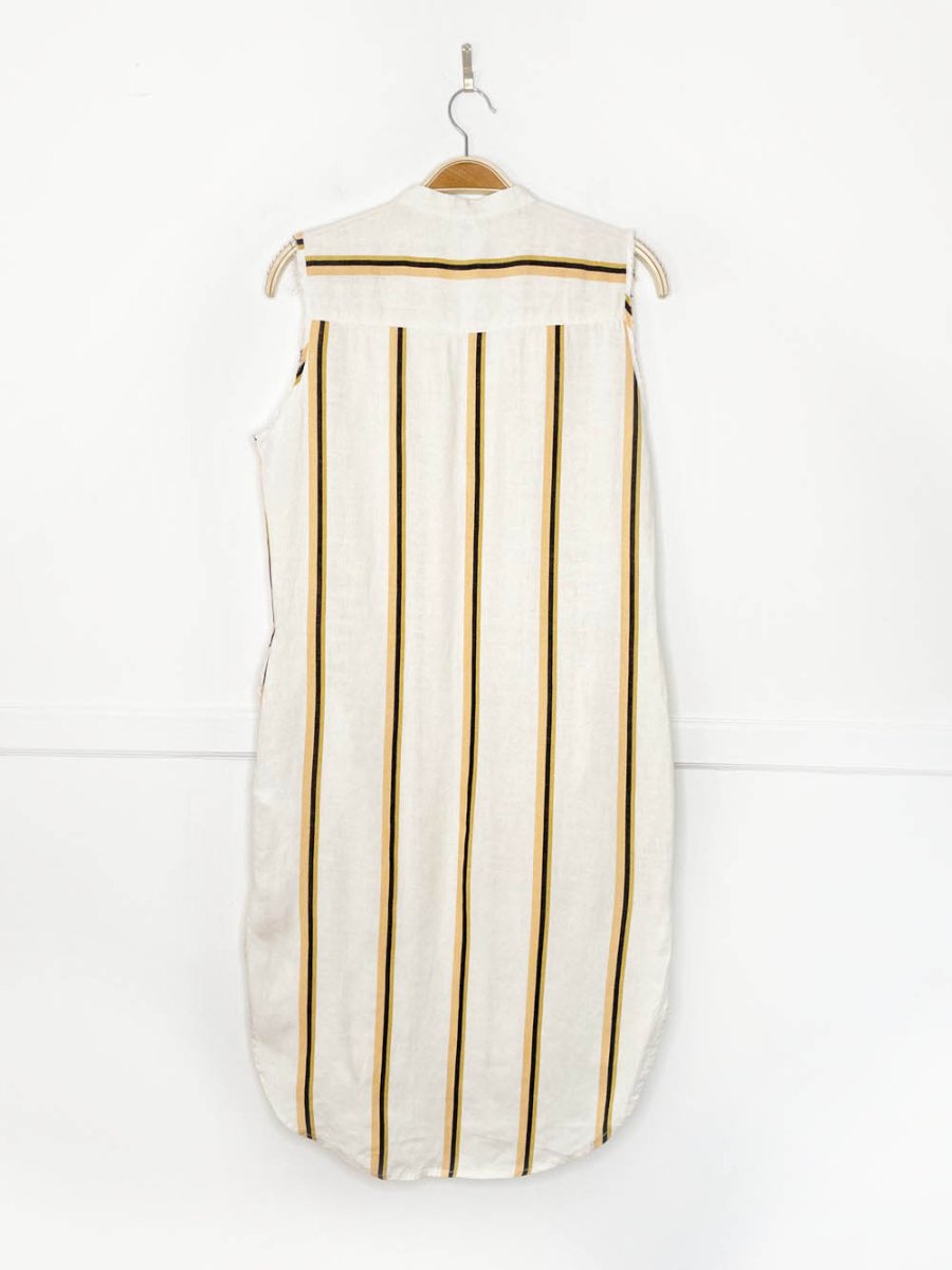 h&m 100% linen beach stripe sleeveless shirt midi dress - good market thrift store