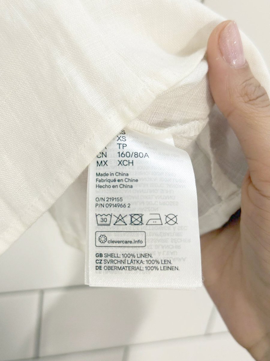 h&m 100% linen puff sleeve smocked top - good market thrift store