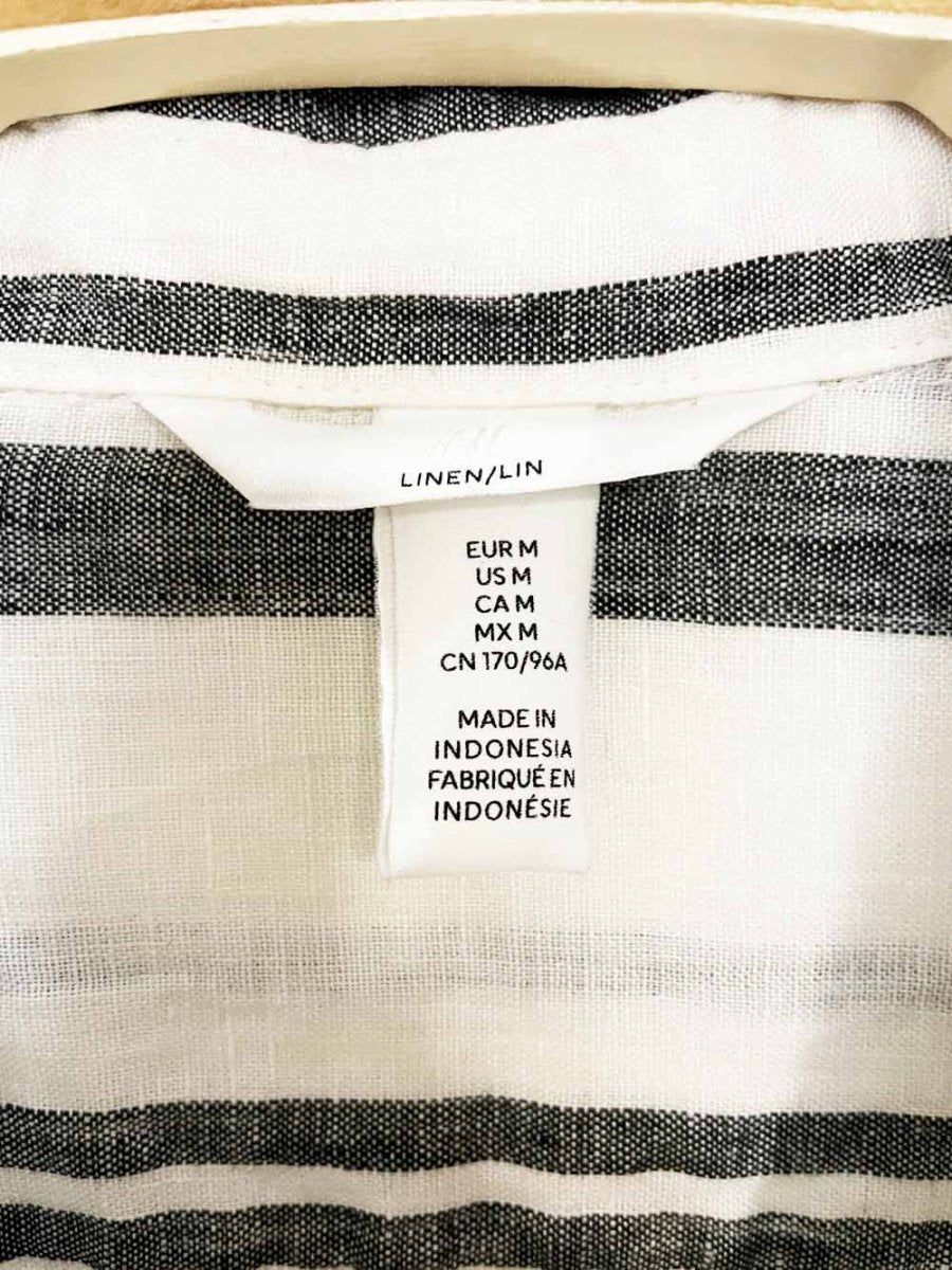 h&m 100% linen striped oversized full button shirt - good market thrift store