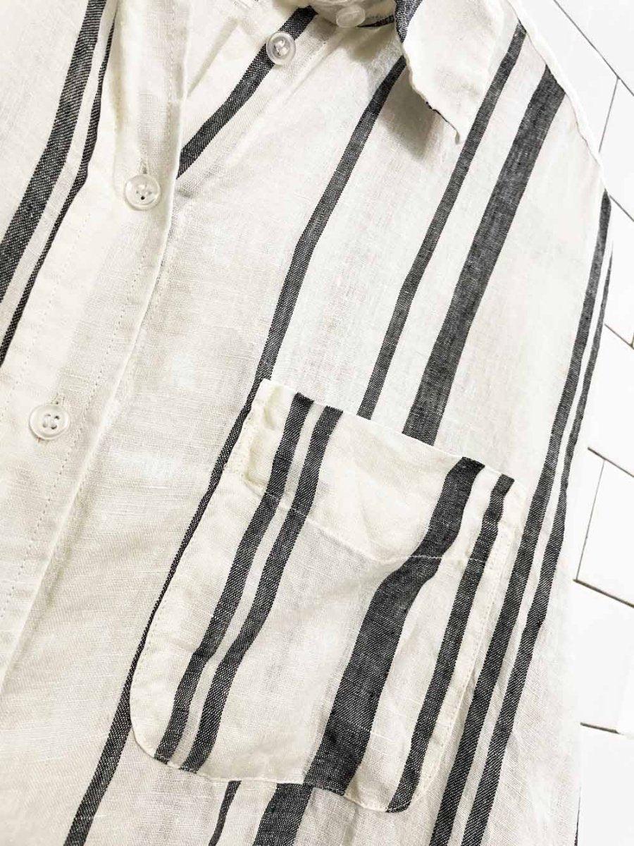 h&m 100% linen striped oversized full button shirt - good market thrift store
