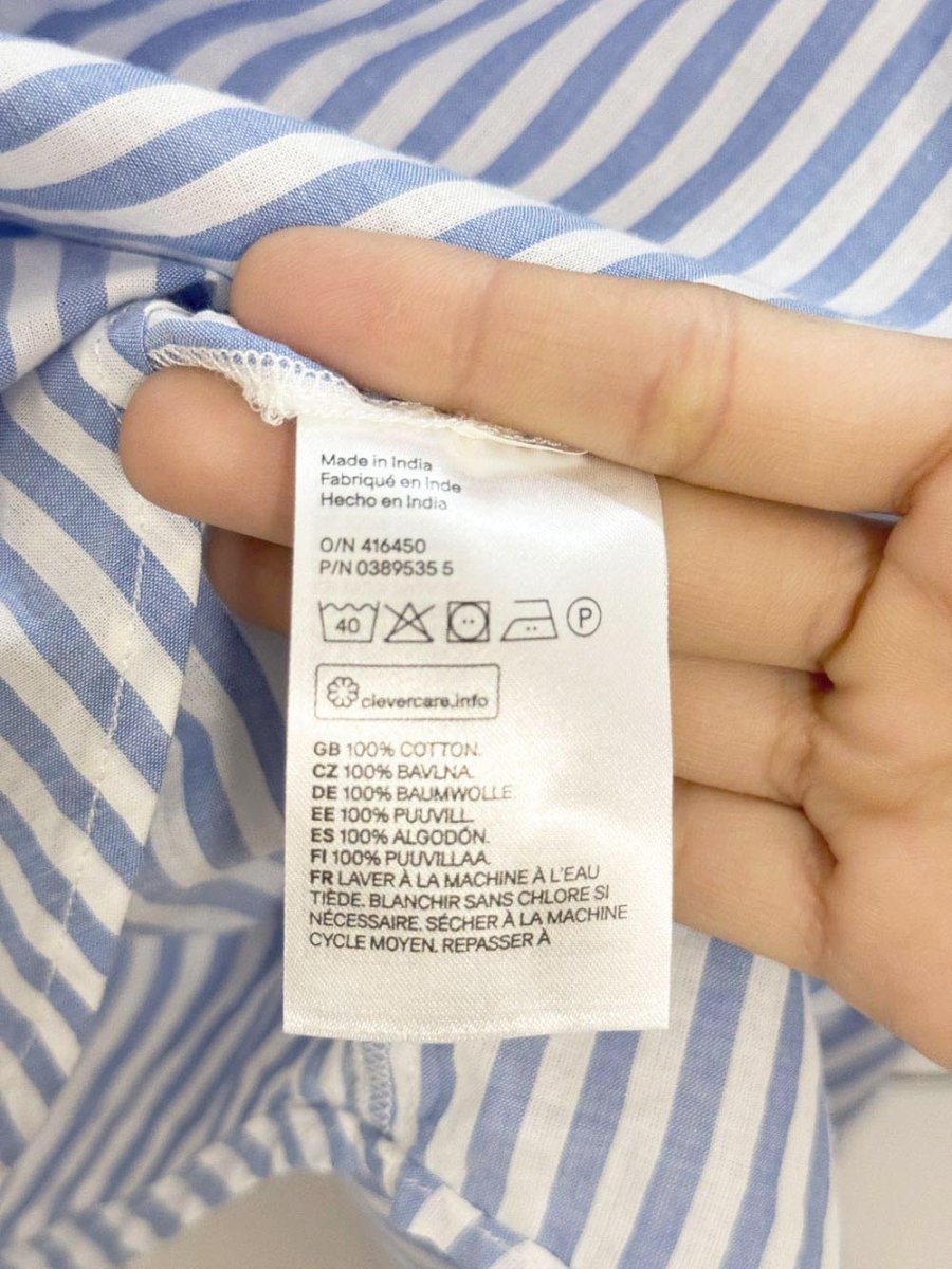h&m blue stripe full button sleeveless top - good market thrift store