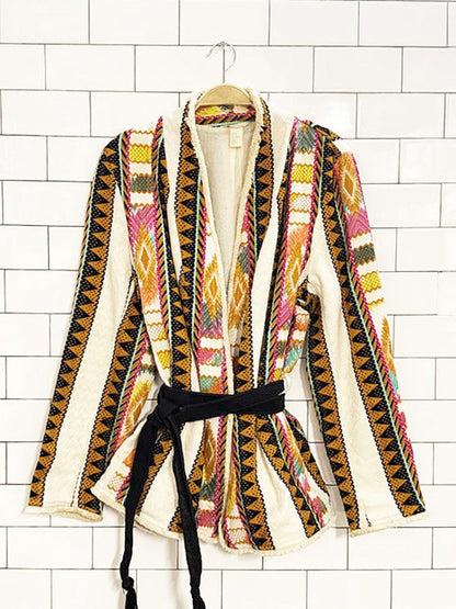 h&m boho embroidered belted wrap jacket - good market thrift store