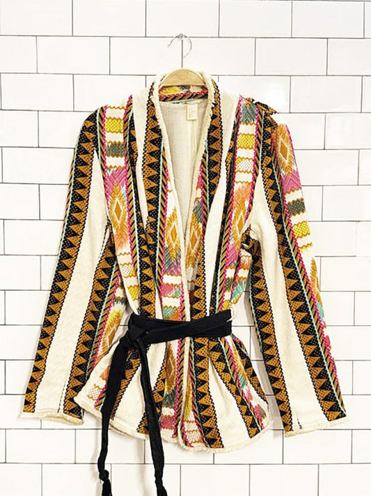 h&m boho embroidered belted wrap jacket - good market thrift store