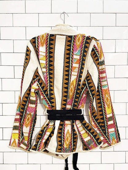 h&m boho embroidered belted wrap jacket - good market thrift store