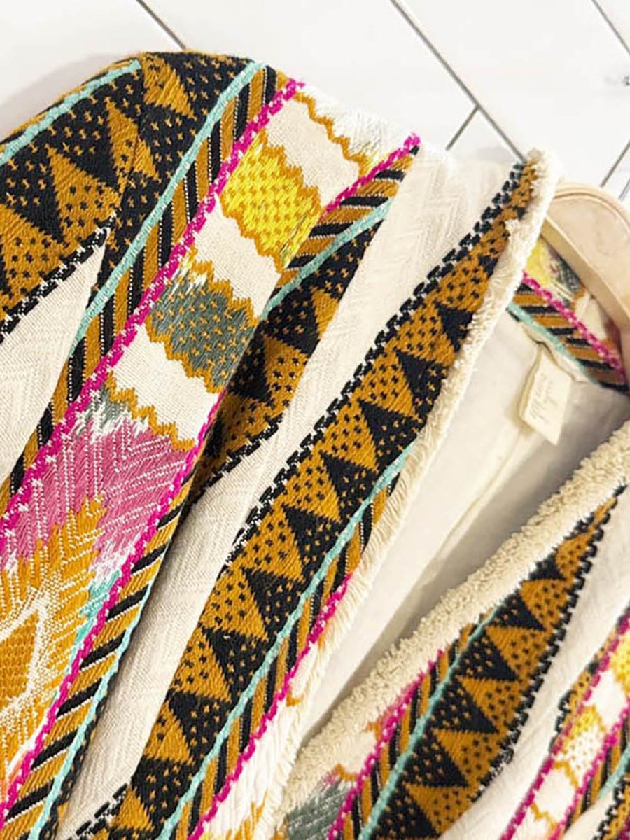 h&m boho embroidered belted wrap jacket - good market thrift store