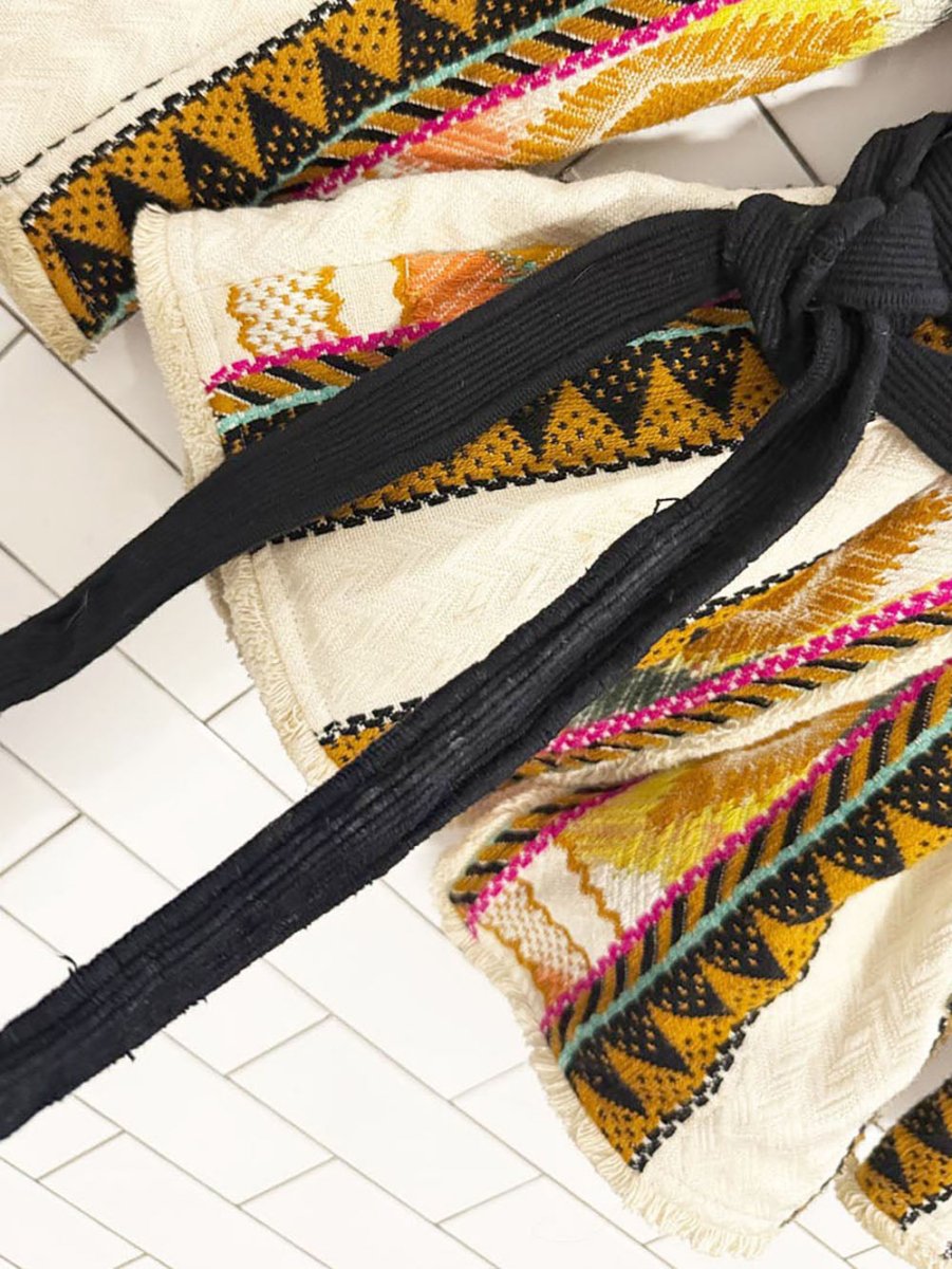 h&m boho embroidered belted wrap jacket - good market thrift store