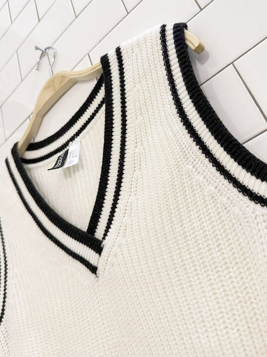 h&m cropped black stripe knit sweater vest - good market thrift store