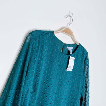 nwt h&m green flounce ruffle sleeve chiffon holiday dress - size 10