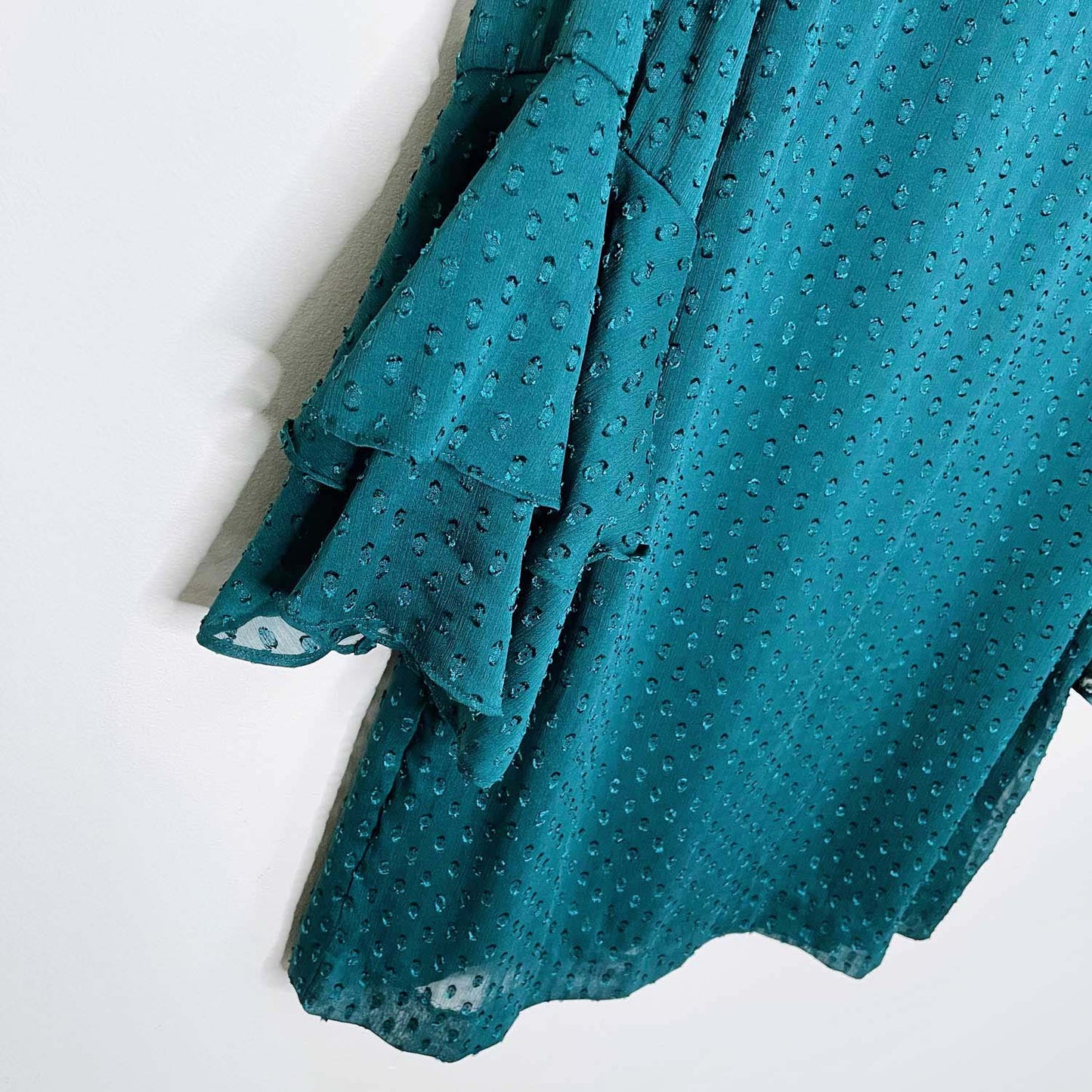 nwt h&m green flounce ruffle sleeve chiffon holiday dress - size 10