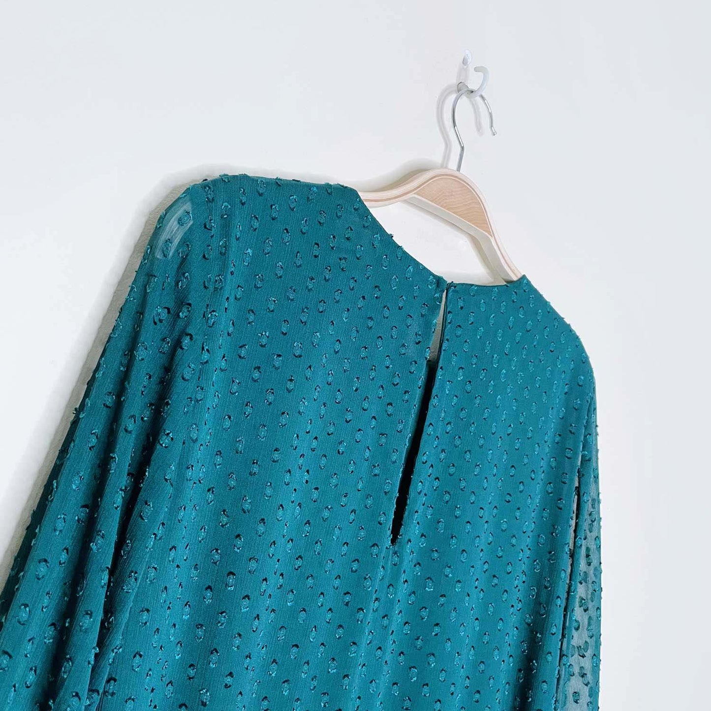 nwt h&m green flounce ruffle sleeve chiffon holiday dress - size 10