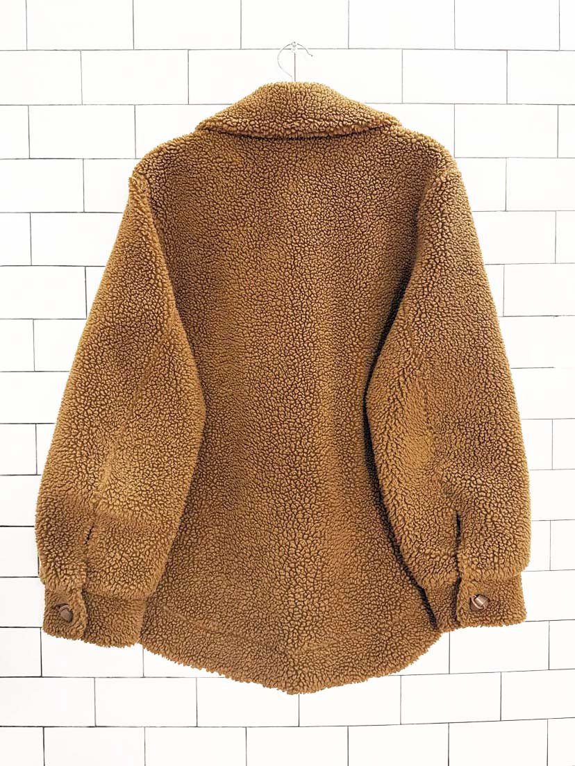 h&m faux shearling boxy fleece teddy coat - good market thrift store