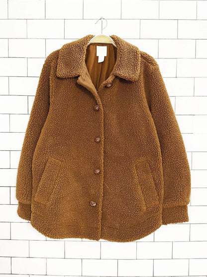 h&m faux shearling boxy fleece teddy coat - good market thrift store