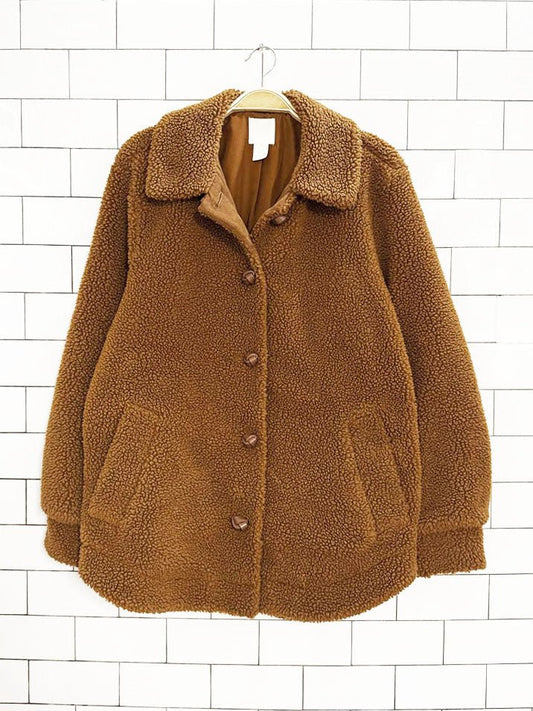 h&m faux shearling boxy fleece teddy coat - good market thrift store