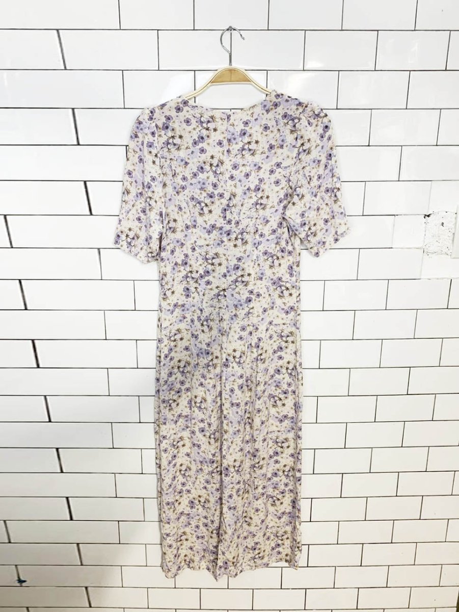 h&m full button floral midi short sleeve dress - good market thrift store