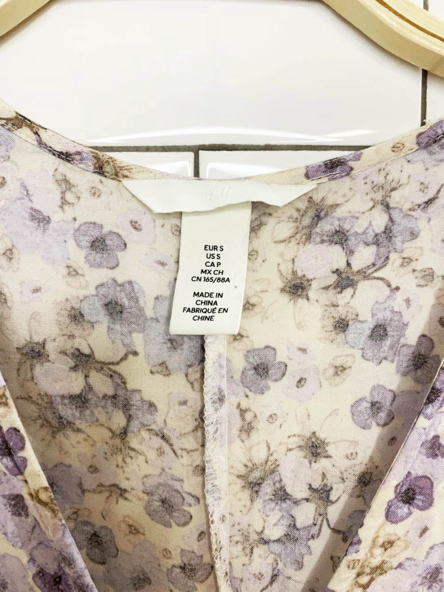 h&m full button floral midi short sleeve dress - good market thrift store