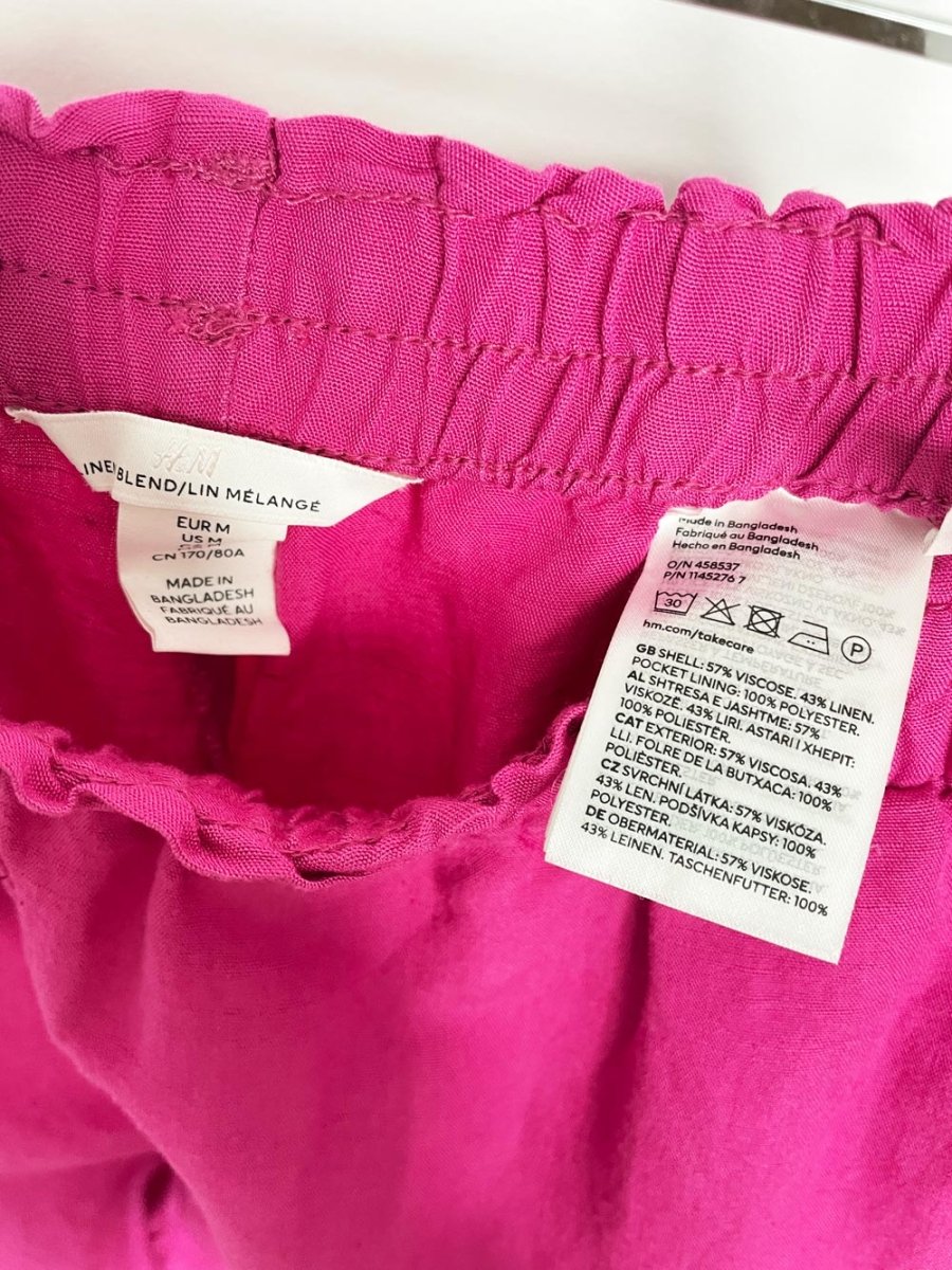 h&m linen - blend fuschia wide leg loung pants - good market thrift store
