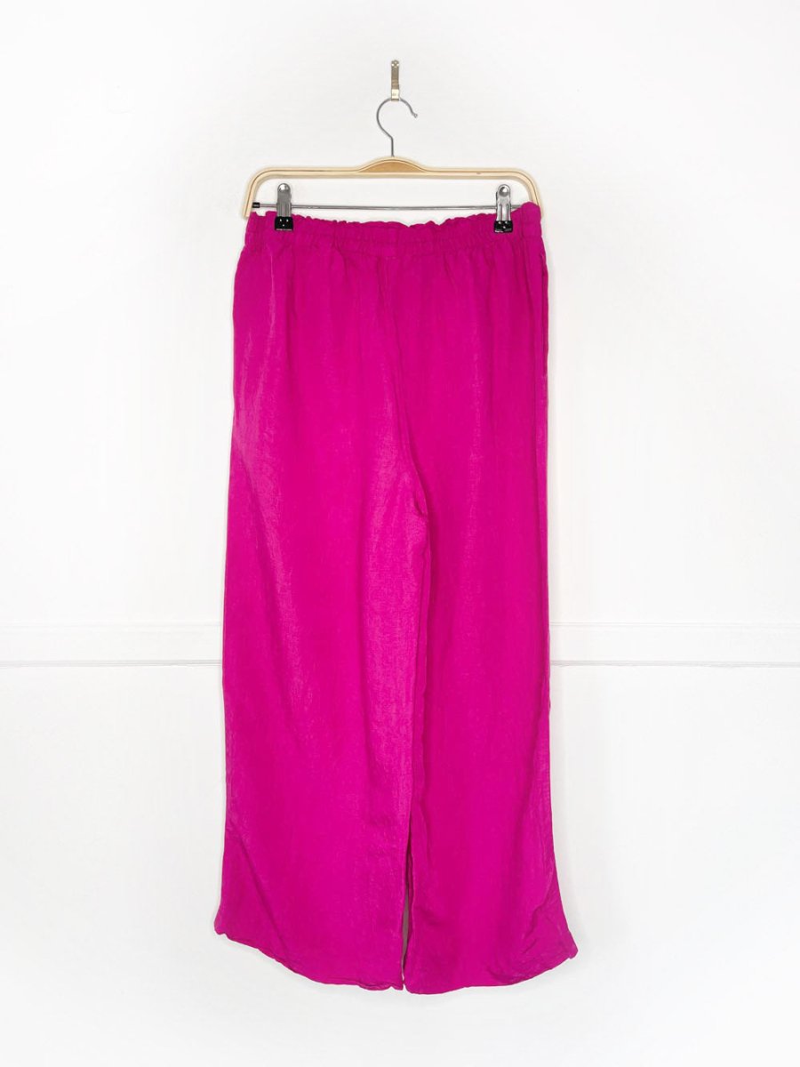 h&m linen - blend fuschia wide leg loung pants - good market thrift store
