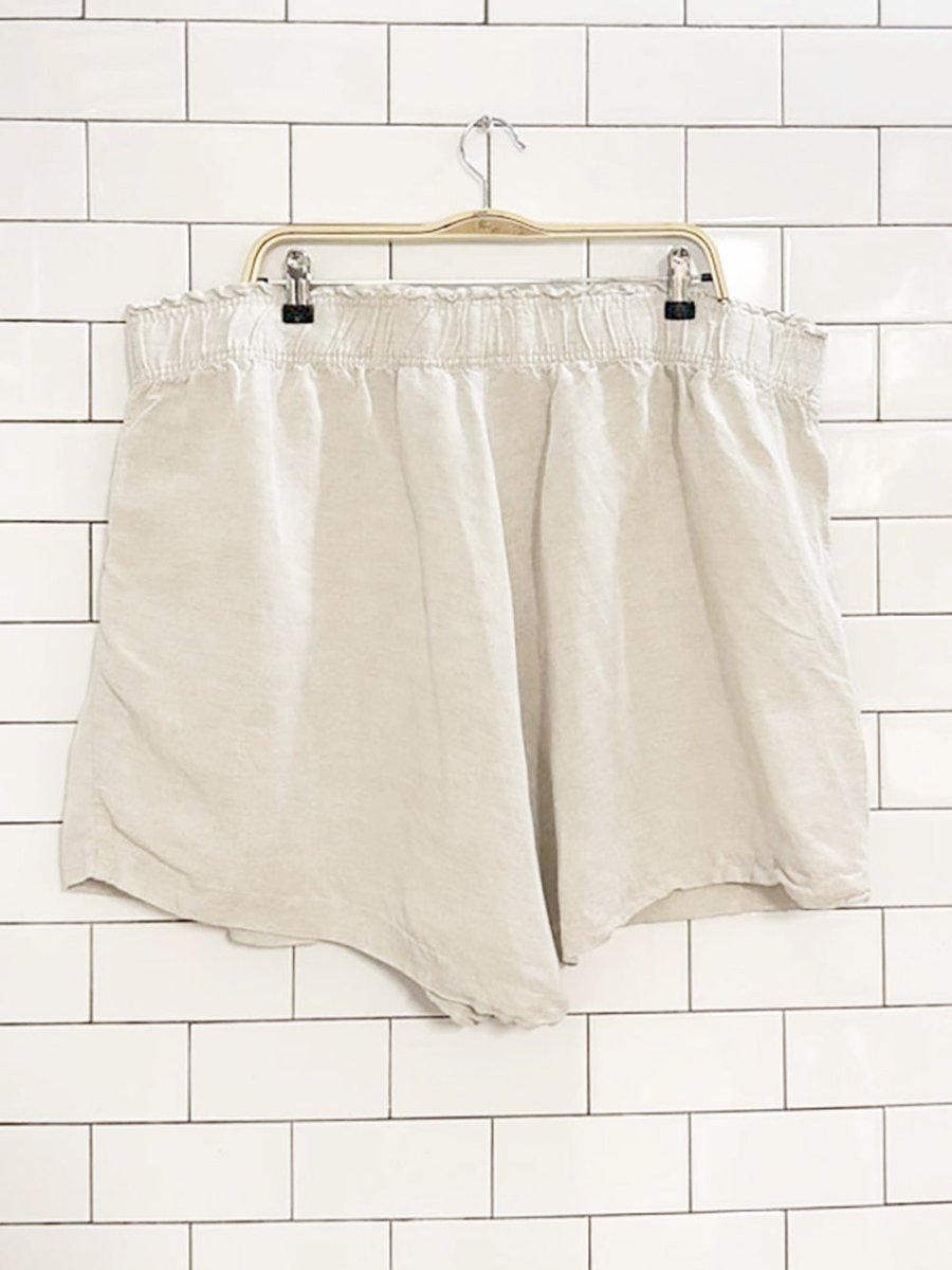 h&m linen blend pocketed cinch waist mini shorts - good market thrift store