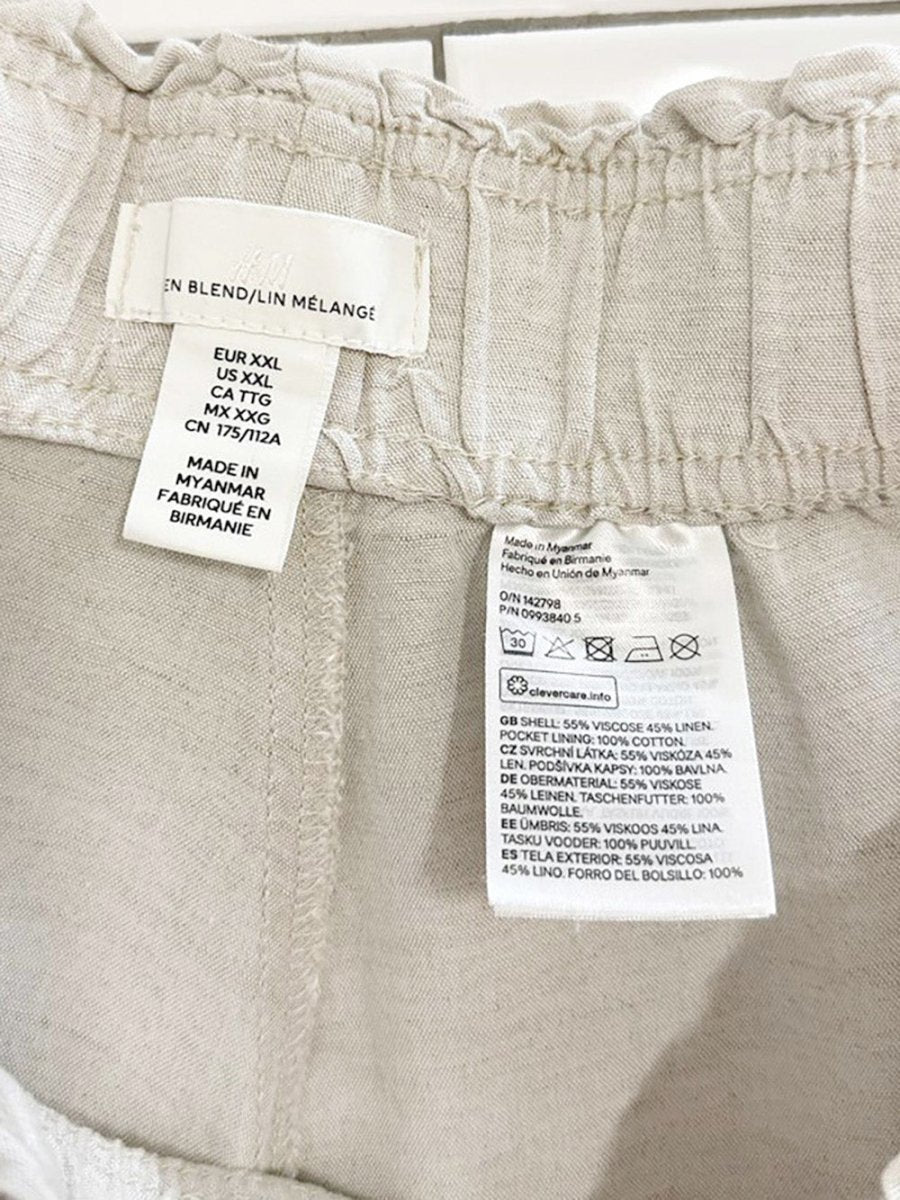 h&m linen blend pocketed cinch waist mini shorts - good market thrift store