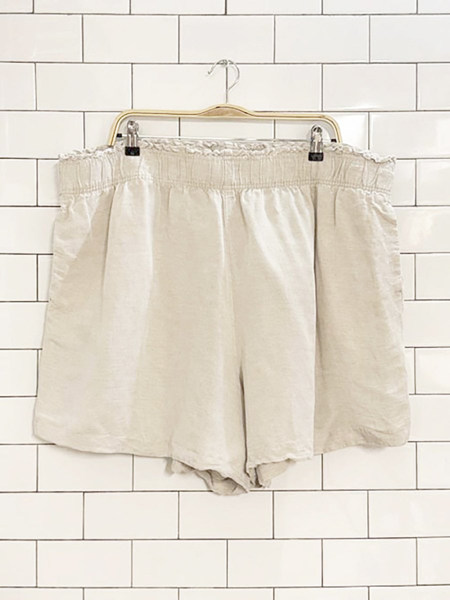 h&m linen blend pocketed cinch waist mini shorts - good market thrift store