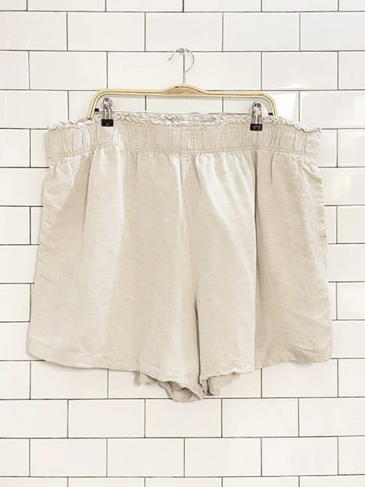 h&m linen blend pocketed cinch waist mini shorts - good market thrift store