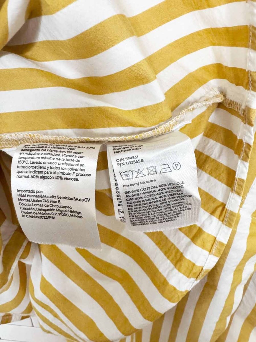 h&m oversized yellow stripe strong shoulder full button shirt - good market thrift store